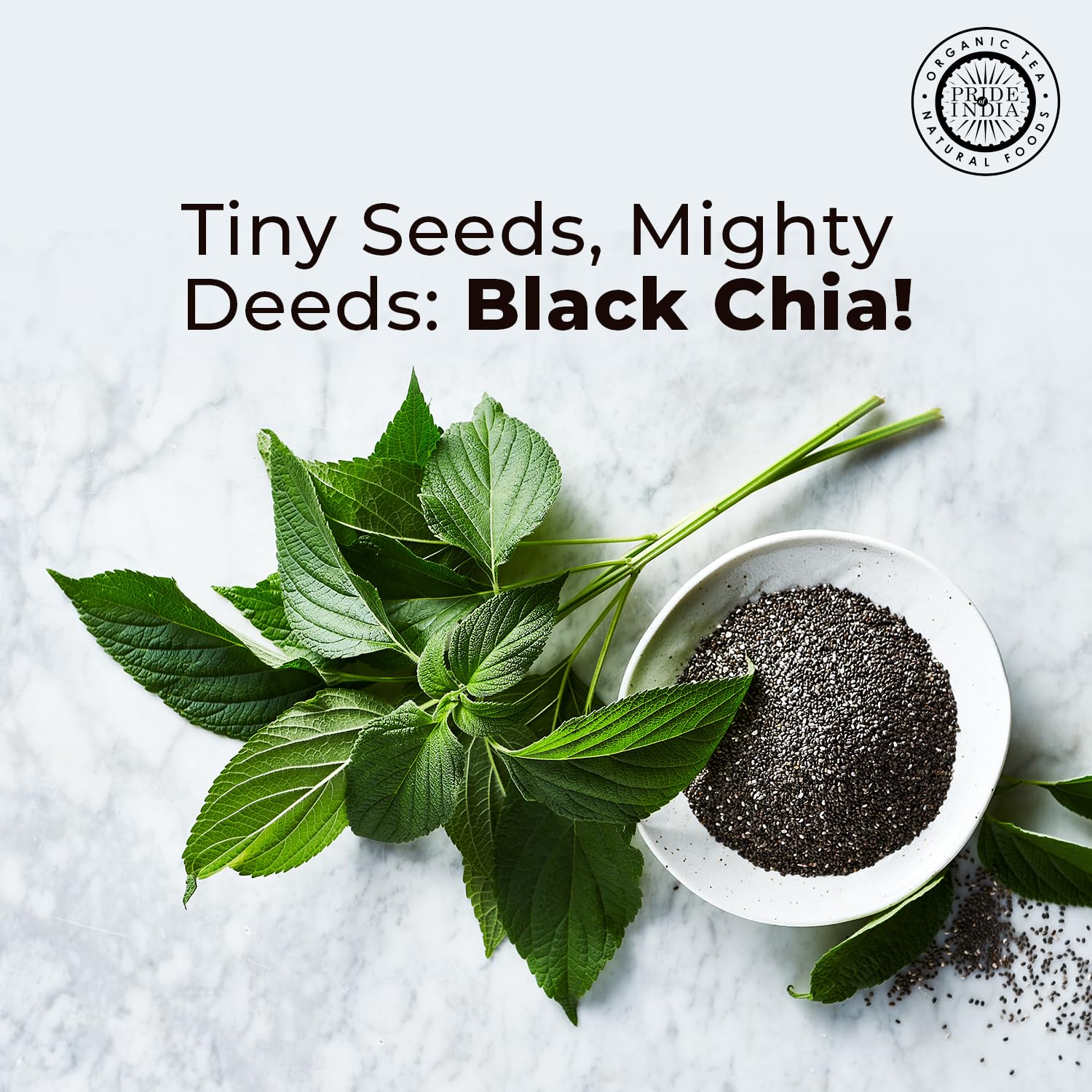 Jar of premium whole black chia seeds, a natural omega-3 and calcium superfood for healthy diets — view 2