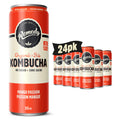 Remedy Mango Passion kombucha pack of twenty four vibrant yellow and orange printed aluminum beverage cans