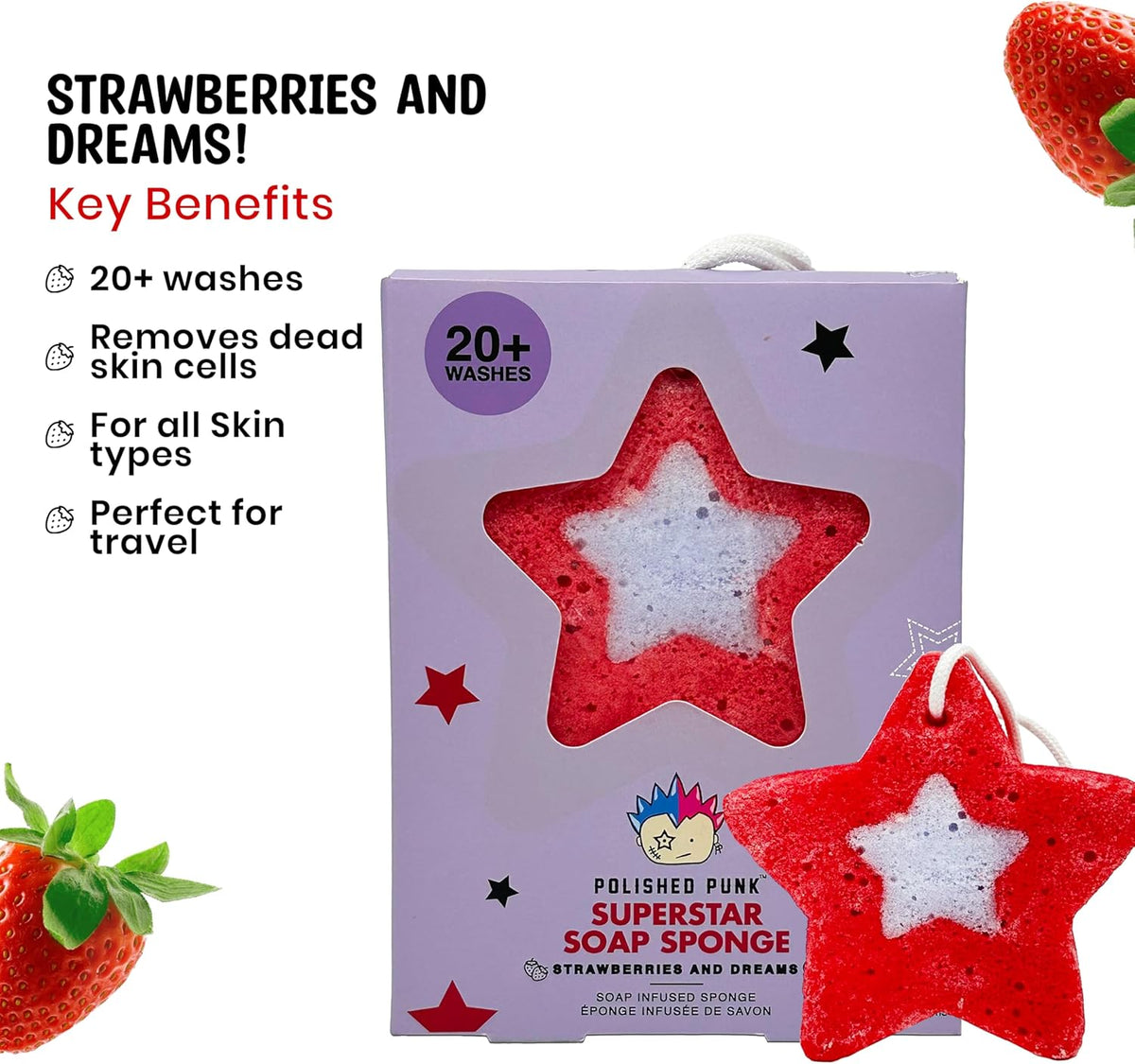 Superstar Soap Infused Sponge in Strawberries and Dreams-2