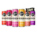 24-pack of Remedy Kombucha cans in six assorted flavors, organic zero-sugar sparkling drink.