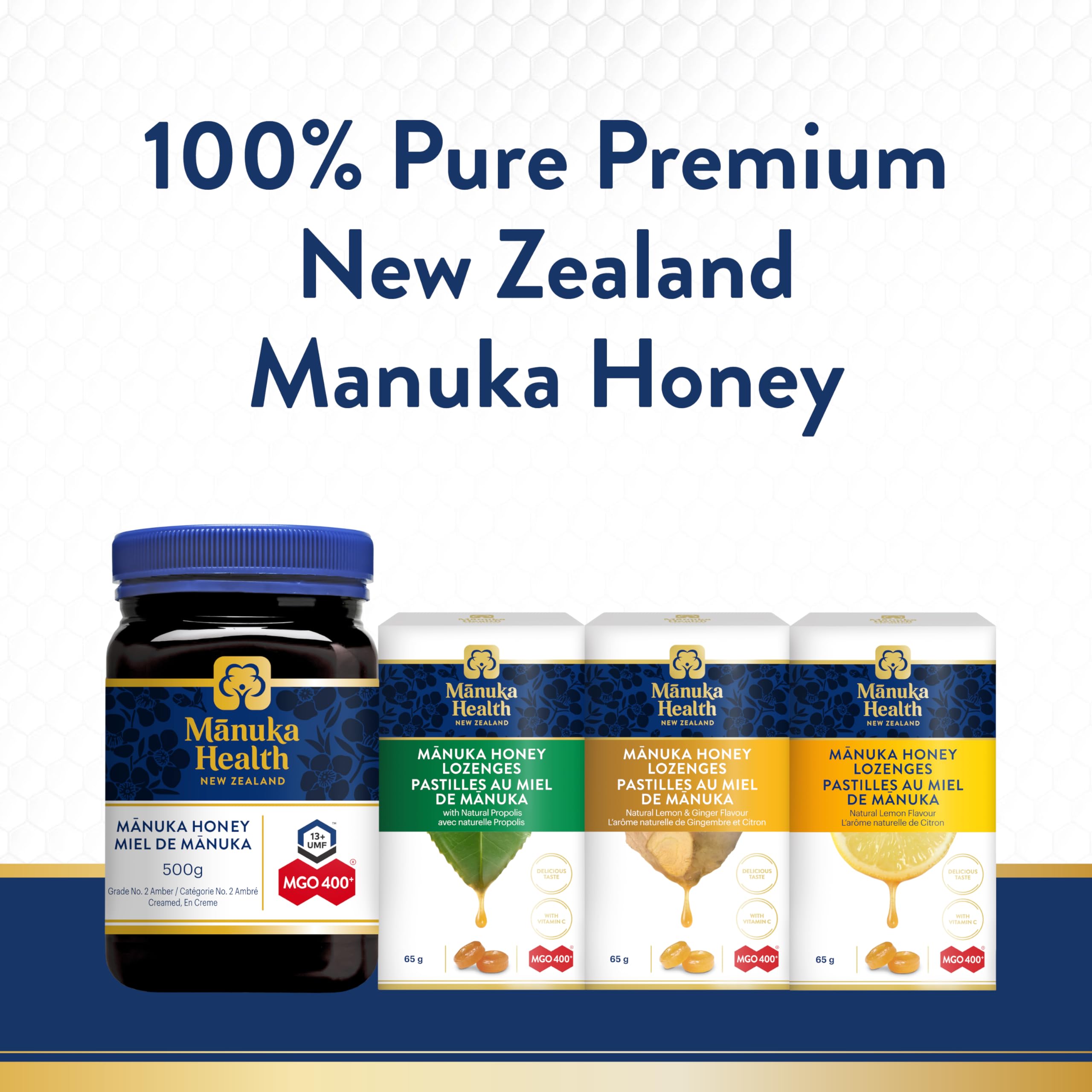 250g jar of premium New Zealand Manuka honey featuring MGO 400 and UMF 13 — view 3