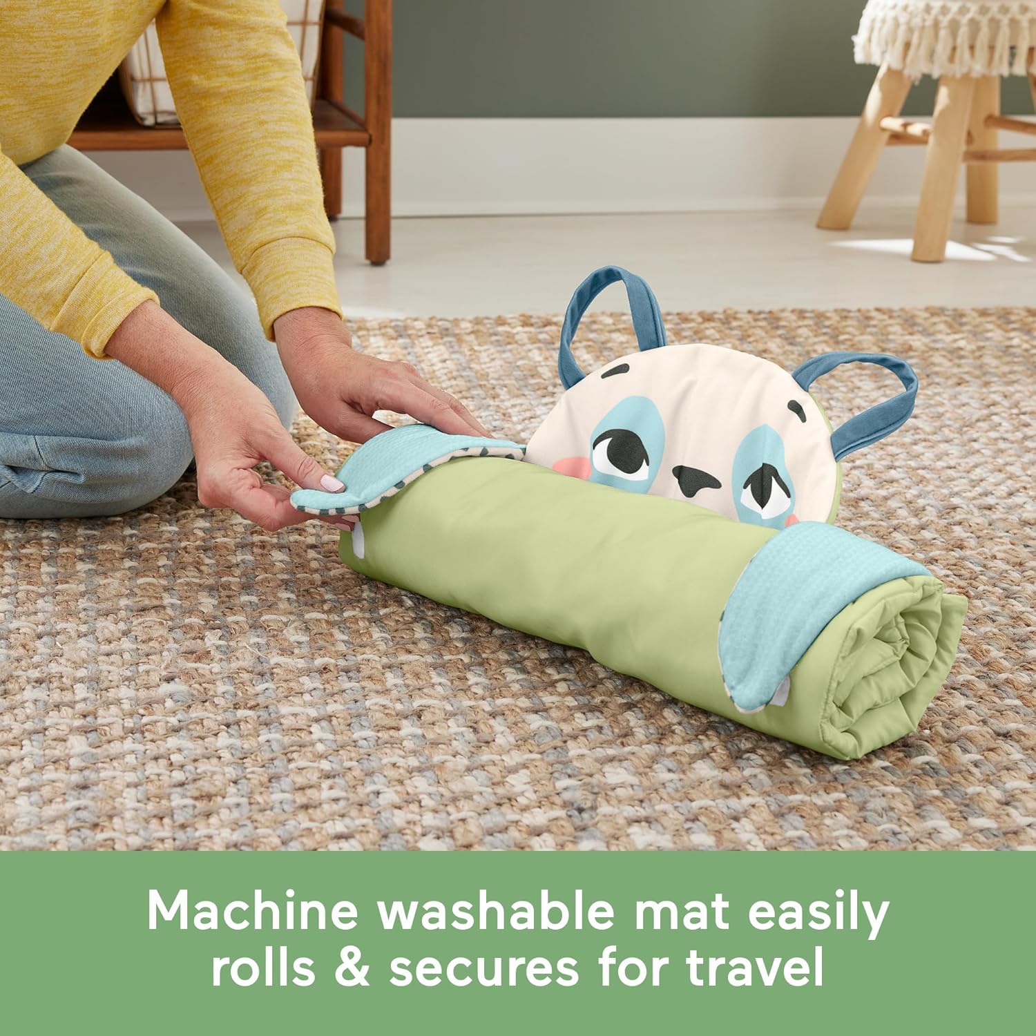 Fisher-Price Roly-Poly Panda play baby activity mat with high-contrast face and crinkle toy — view 5