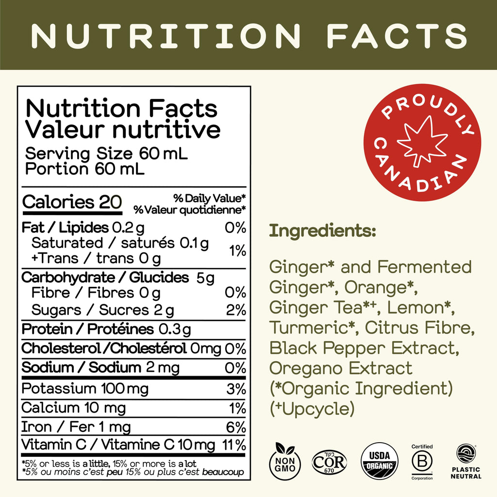 12-pack of organic fiery ginger and turmeric wellness shots in portable pocket-sized glass bottles — view 2
