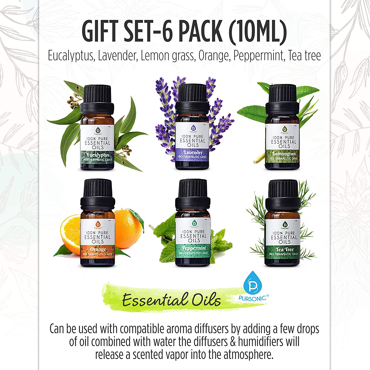 Pursonic workstation wellness bundle with ultrasonic diffuser, essential oils set, and LED wireless charging lamp — view 2