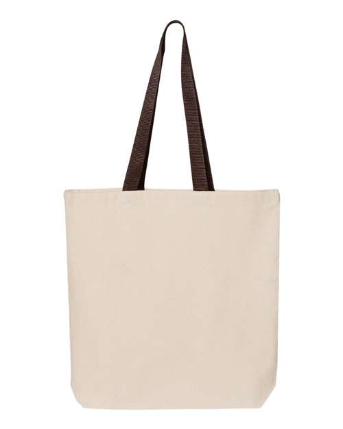 Heavy 11L canvas tote bag with contrast color nylon handles and natural cotton fabric. — view 3