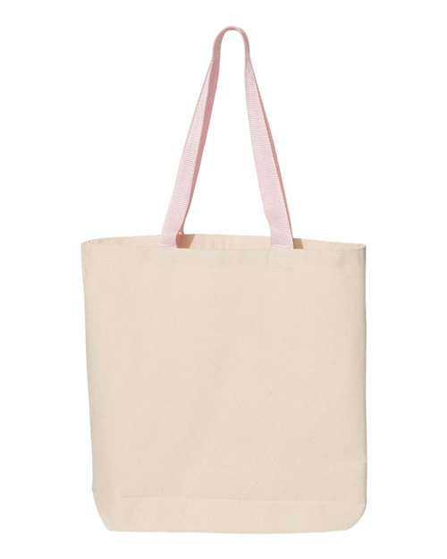 Heavy 11L canvas tote bag with contrast color nylon handles and natural cotton fabric. — view 4