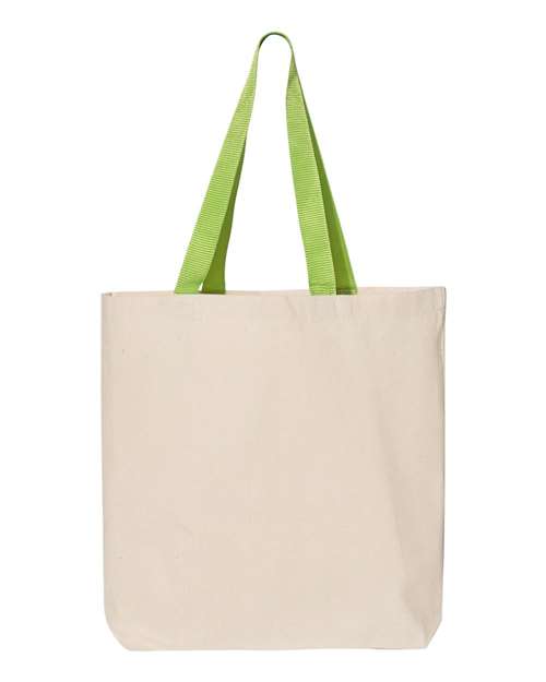 Heavy 11L canvas tote bag with contrast color nylon handles and natural cotton fabric. — view 5