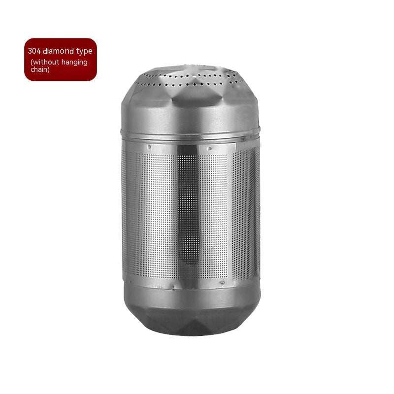Round fine mesh loose leaf tea strainer with chain attachment and bright metallic polished finish — view 5