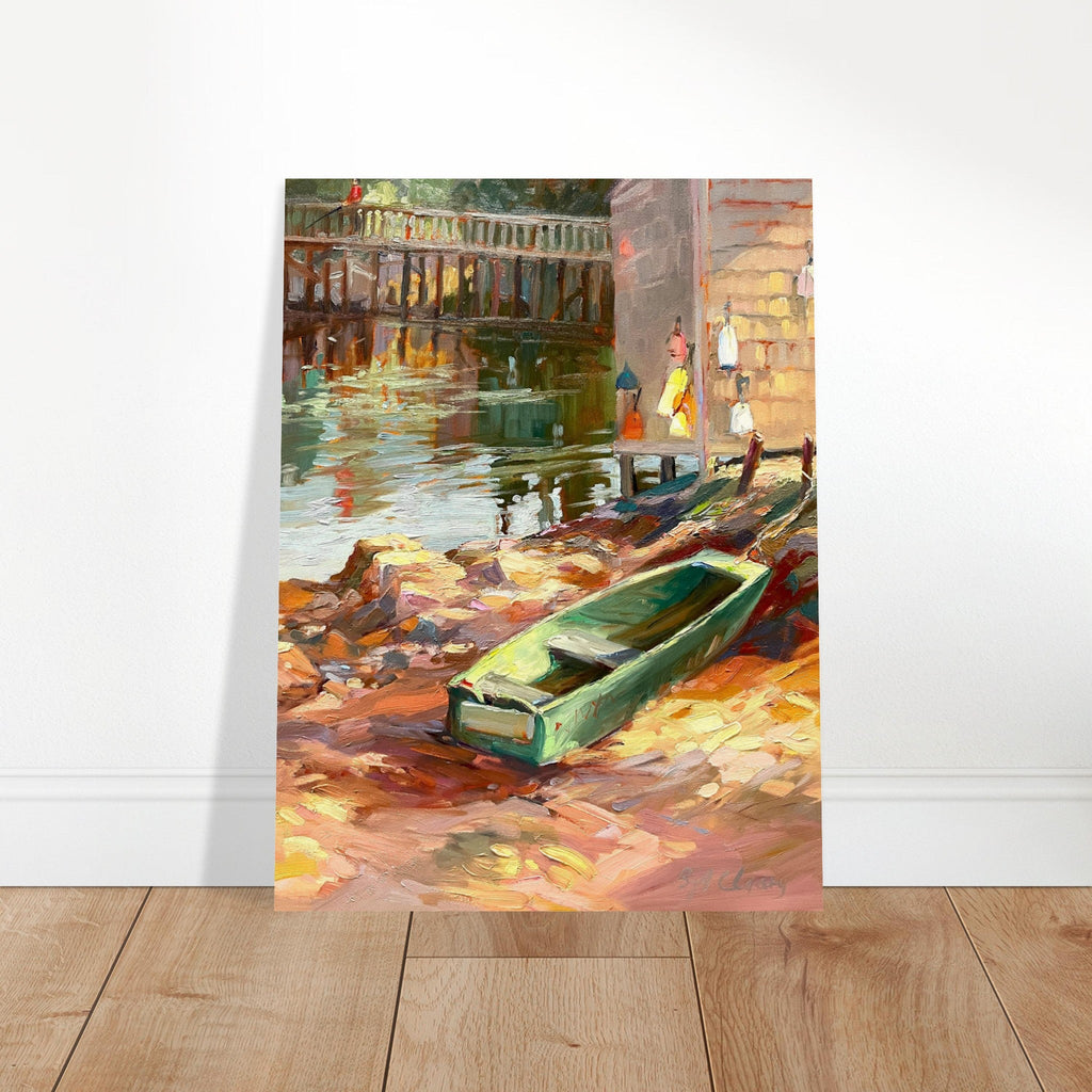 'Boathouse Reflections' Coastal I 18x24 Museum-Quality Matte Paper Poster | Original Artwork by American Artist Barbara Cleary-0