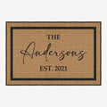 Customizable vintage style cotton doormat featuring a personalized family name and non-slip base