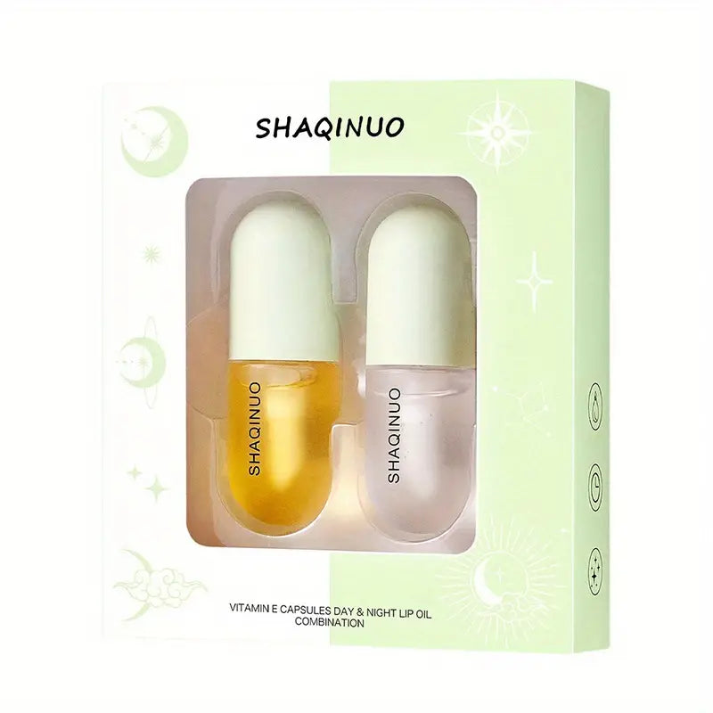 Lip plumper and hydrating lip oil set in clear cosmetic bottles for daily skincare — view 2