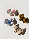 Hand-painted dog hair clip made of eco-friendly cellulose acetate with glass rhinestones