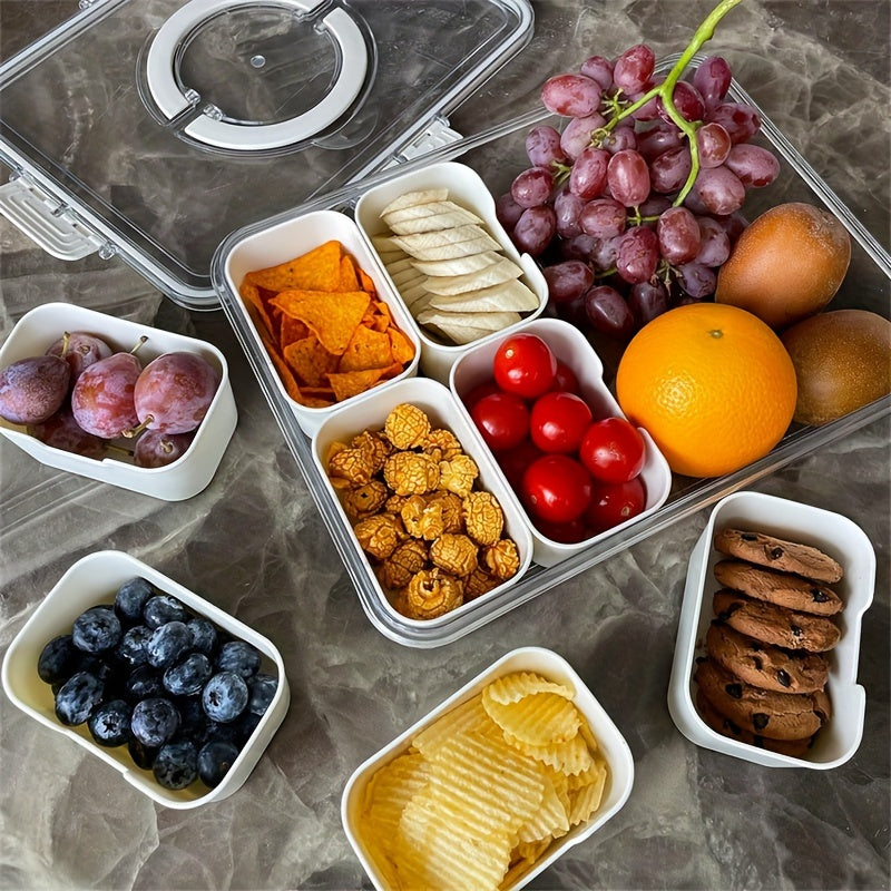 Portable insulated picnic cooler lunch box in polished metal finish with attached foldable camping table. — view 3