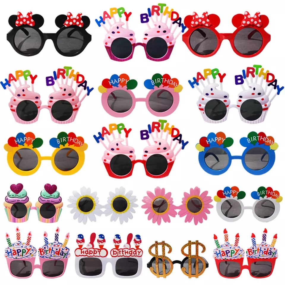 Colorful novelty Happy Birthday party glasses for kids photo booth props and festive celebration favors