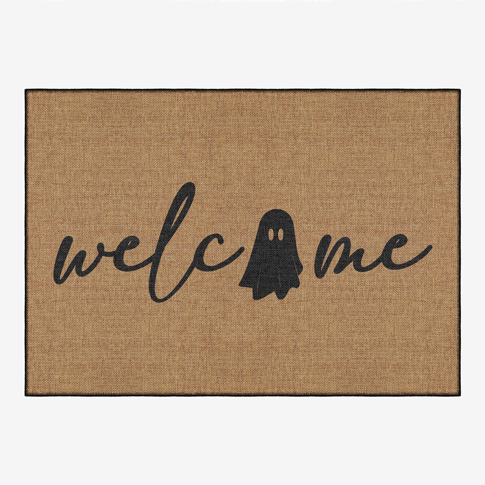 Trove Halloween Doormat in vintage boho style, woven cotton non-slip rug for home entryway.