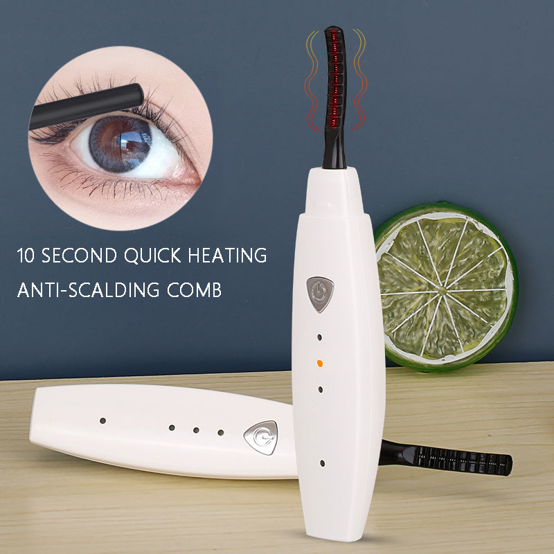 Electric heated eyelash curler with anti-scalding comb and sleek handle for natural lash lifting — view 3