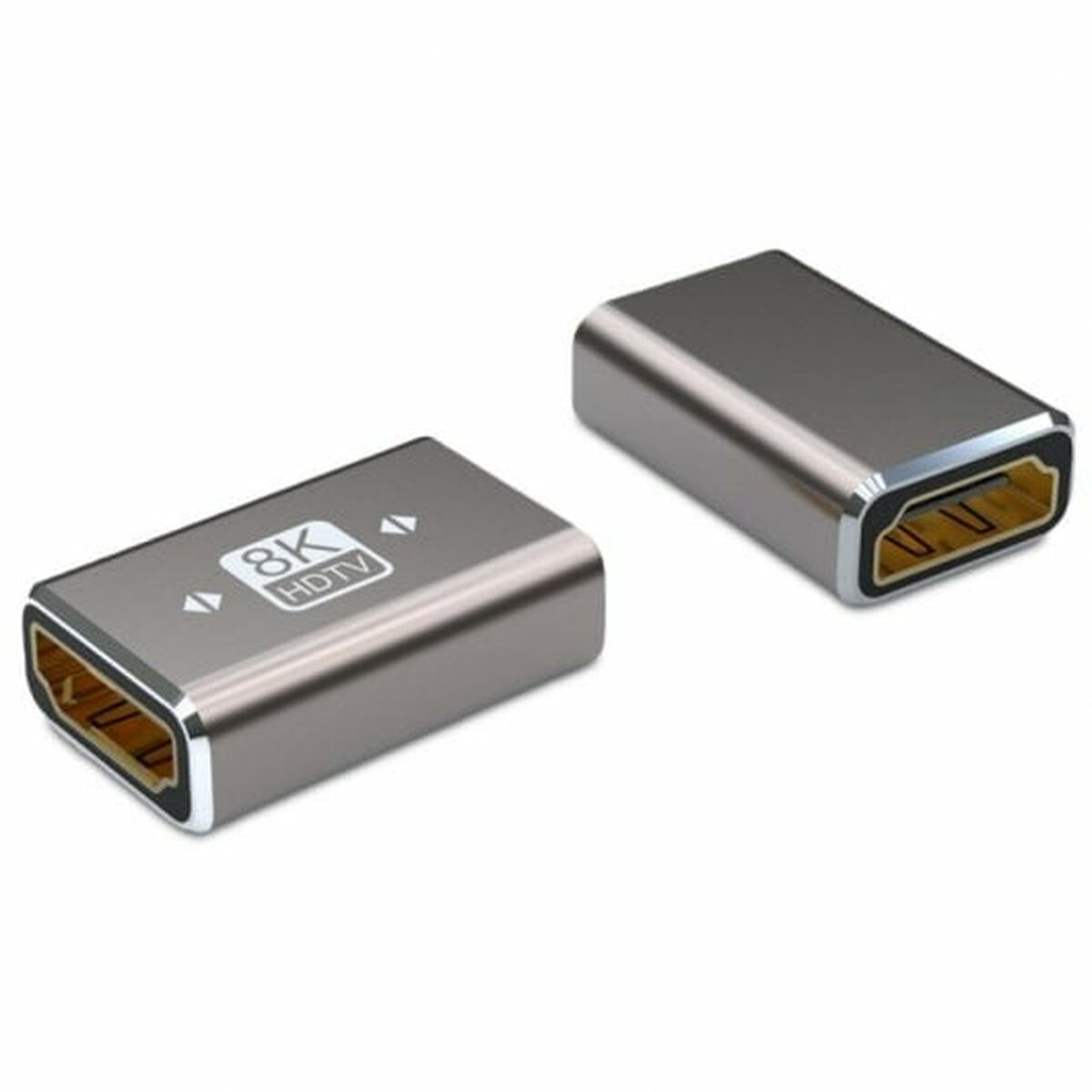 Black high-speed HDMI 2.1 wired adapter for computers and gaming consoles on a clean background.