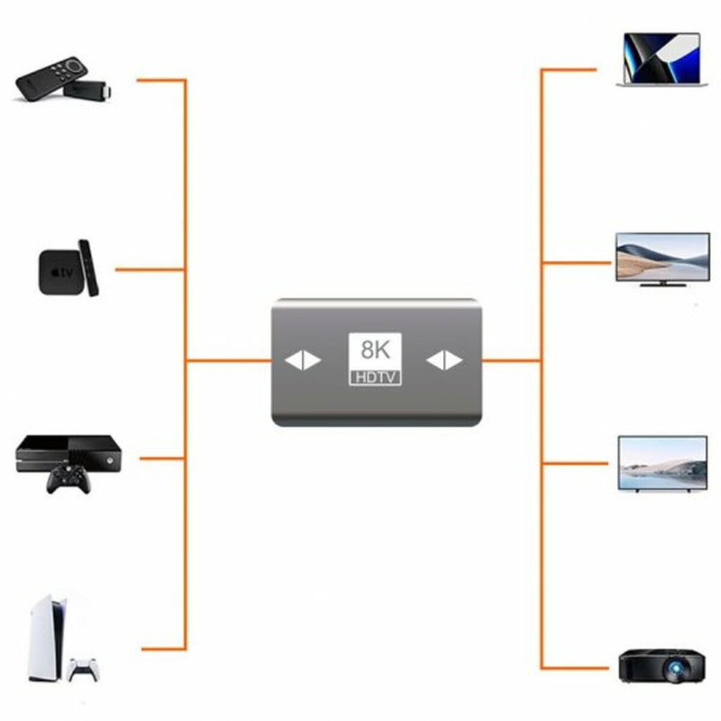 Black high-speed HDMI 2.1 wired adapter for computers and gaming consoles on a clean background. — view 2
