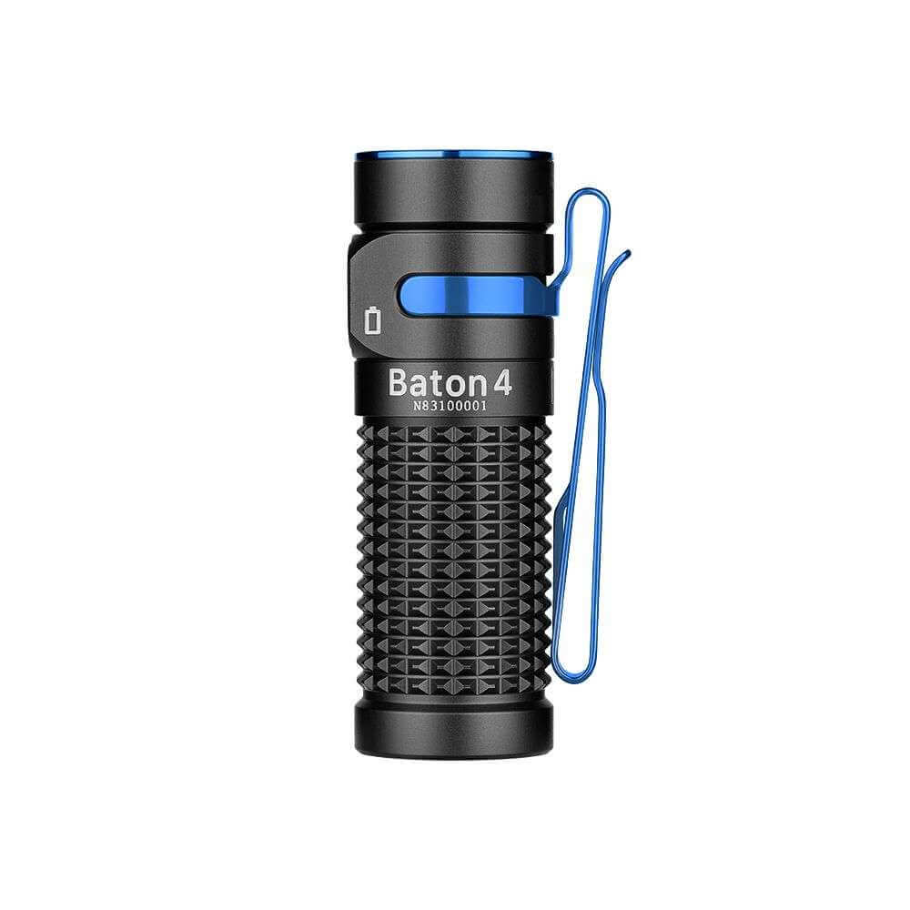 Olight Baton 4 ultra-compact EDC flashlight in aluminum alloy with magnetic charging cable