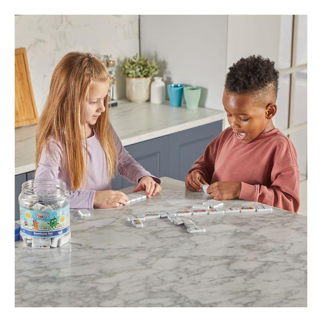 Colourful Numberblocks educational dominoes set for kids showing numbers and characters with storage tub — view 5