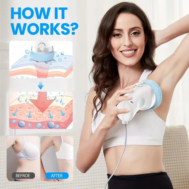 White handheld electric full body sculpting massager for skin tightening and body contouring — view 5