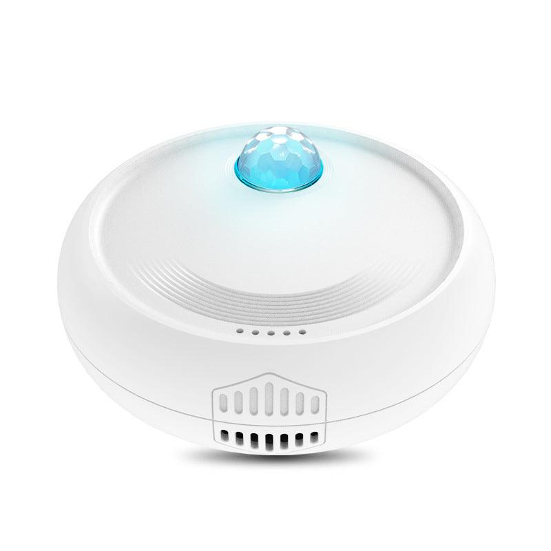 White plastic electronic cat litter basin deodorizer device with USB charging cable for pet odor control — view 2