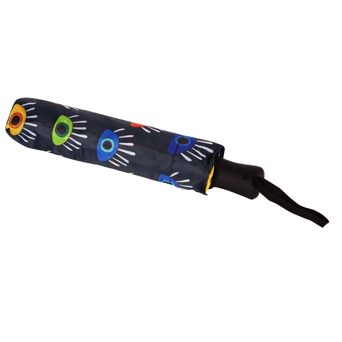 Biggdesign compact travel umbrella featuring an eye-catching canopy and black soft-touch rubber handle — view 4
