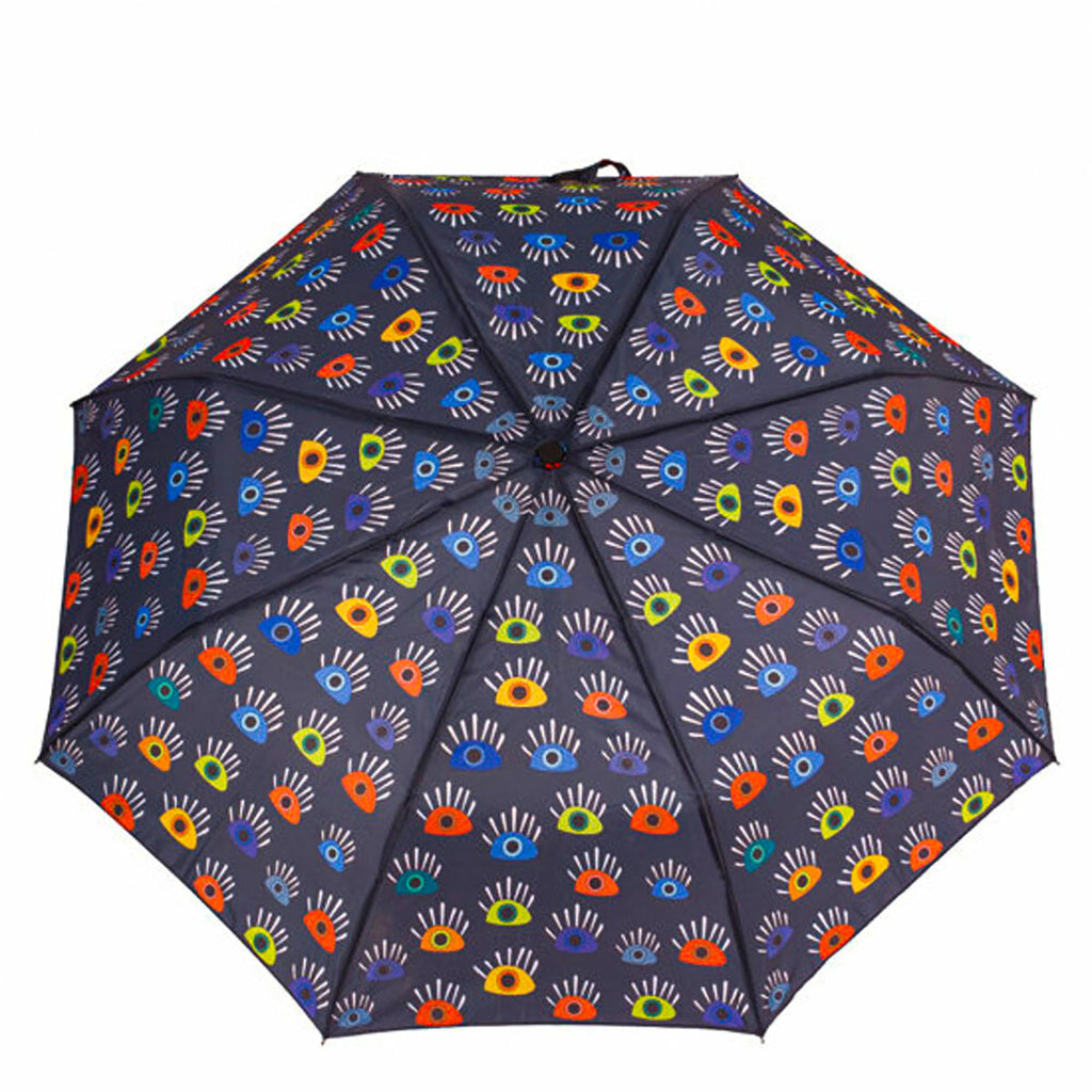 Biggdesign compact travel umbrella featuring an eye-catching canopy and black soft-touch rubber handle — view 2