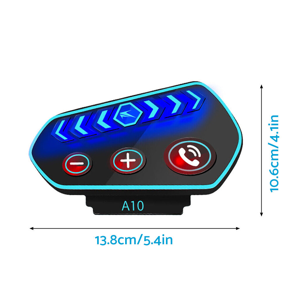 Wireless motorcycle helmet headset device with waterproof casing and built in flashing safety light — view 3