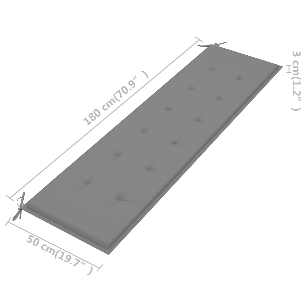 Grey water-resistant garden bench cushion made of Oxford fabric with non-slip tie ropes. — view 5