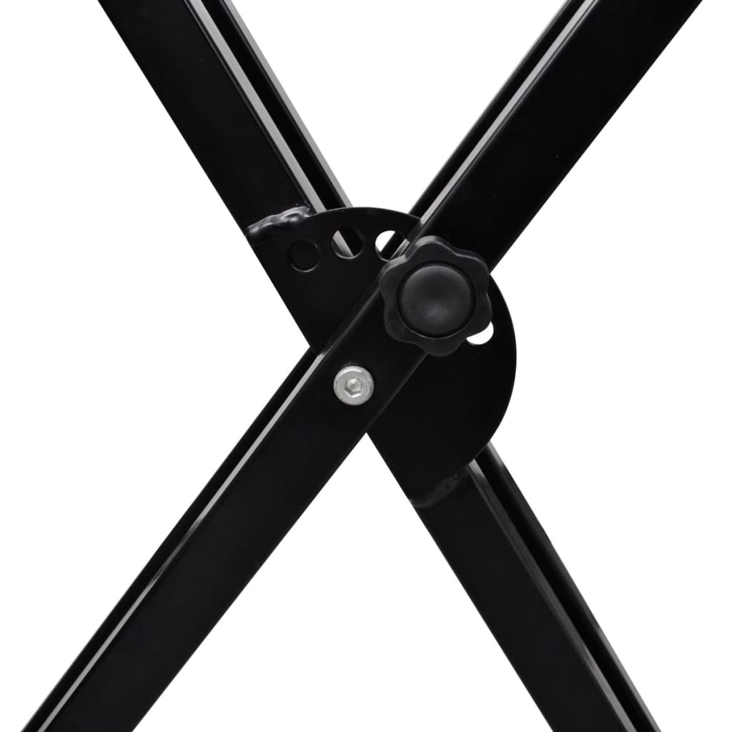 Black steel double braced keyboard stand with X-frame design and adjustable height for musical instruments — view 4