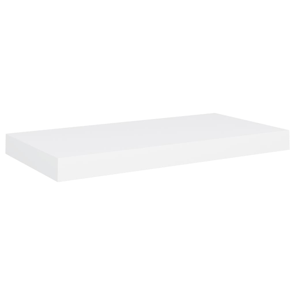 Two white modern minimalist floating wall shelves mounted seamlessly in a contemporary home setting — view 4