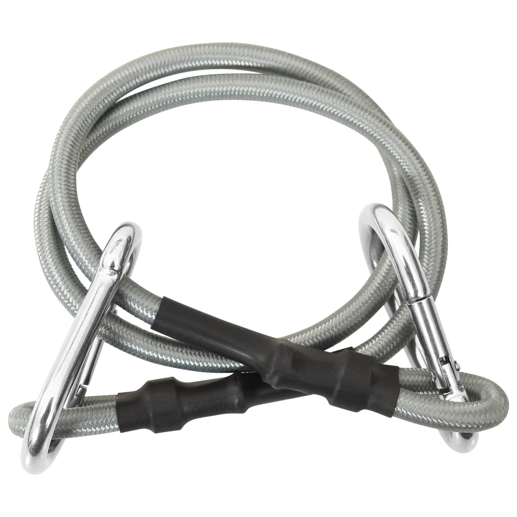 Set of four black rubber tension ropes with silver carabiner hooks on both ends — view 3