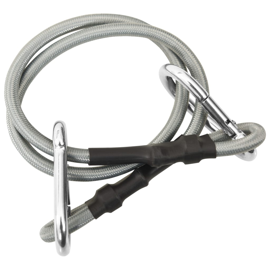 Set of four black rubber tension ropes with silver carabiner hooks on both ends — view 4