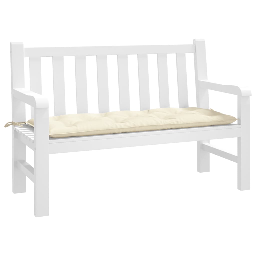 Cream Oxford fabric garden bench cushion with non-slip tie ropes for outdoor patio seating