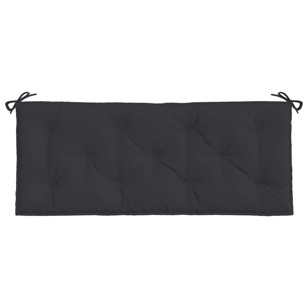 Black water-resistant Oxford fabric garden bench cushion with attachment ropes for outdoor patio — view 4