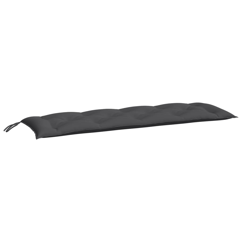 Anthracite grey water resistant Oxford fabric garden bench cushion with tie ropes — view 2