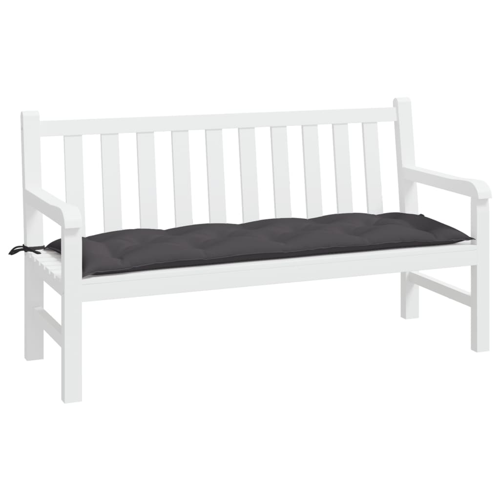 Anthracite grey water resistant Oxford fabric garden bench cushion with tie ropes — view 3