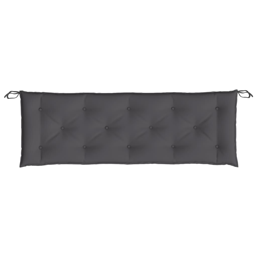 Anthracite grey water resistant Oxford fabric garden bench cushion with tie ropes — view 4