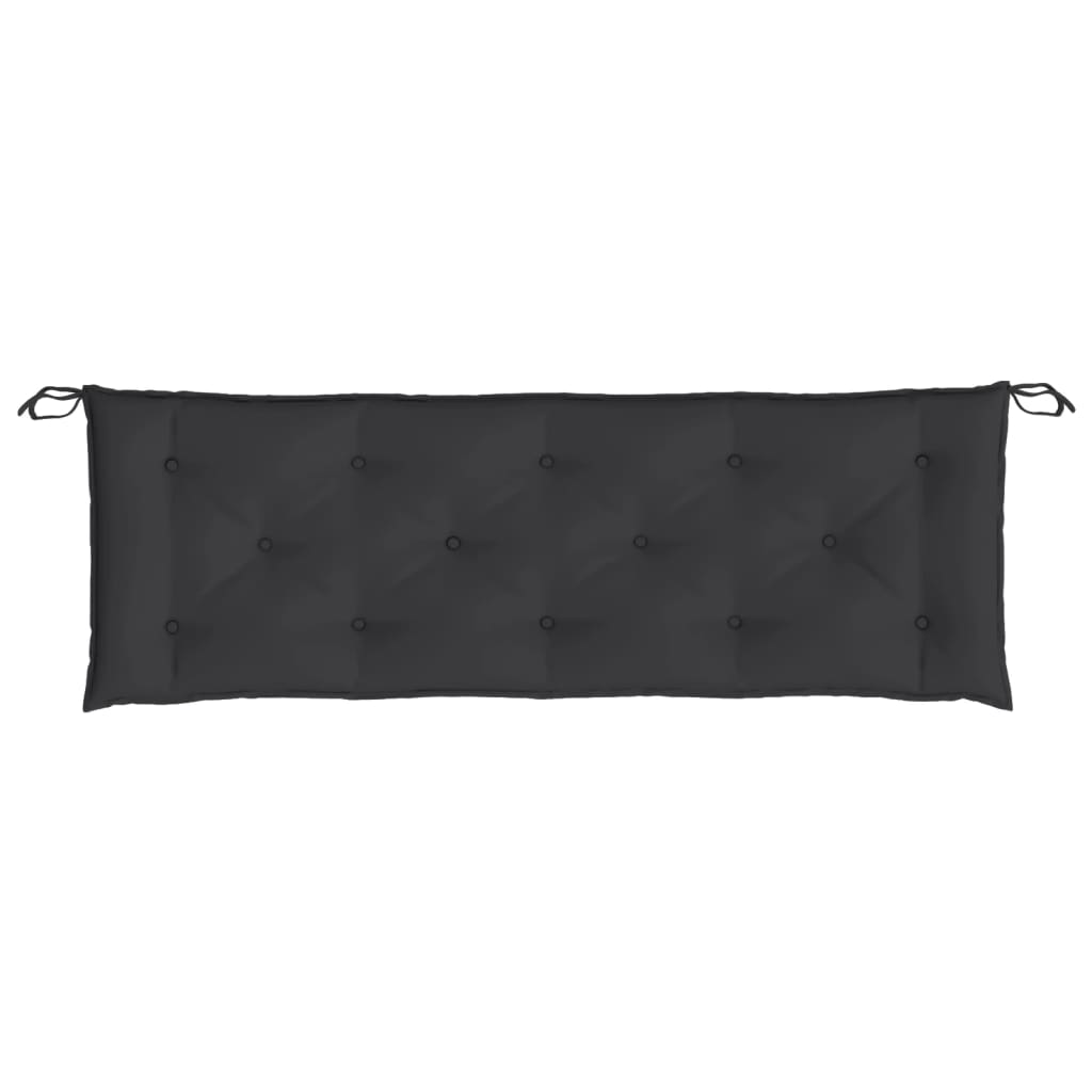 Black water-resistant garden bench cushion made of Oxford fabric with tie ropes for outdoor furniture — view 4
