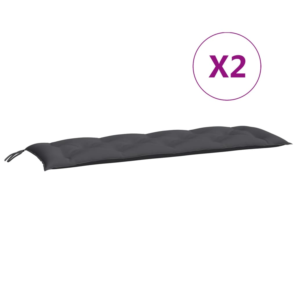 Anthracite grey garden bench seat and back cushion set made of water resistant Oxford fabric — view 2