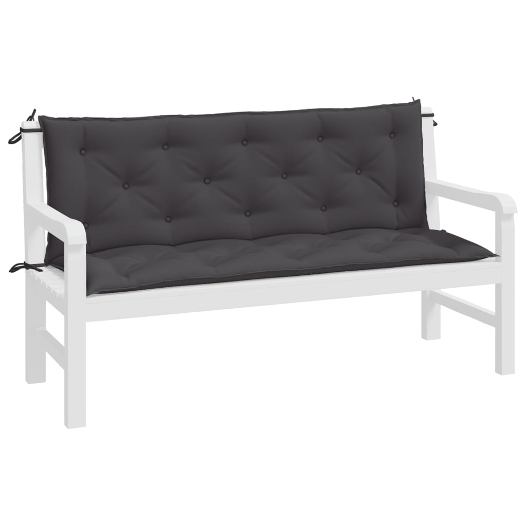 Anthracite grey garden bench seat and back cushion set made of water resistant Oxford fabric — view 4