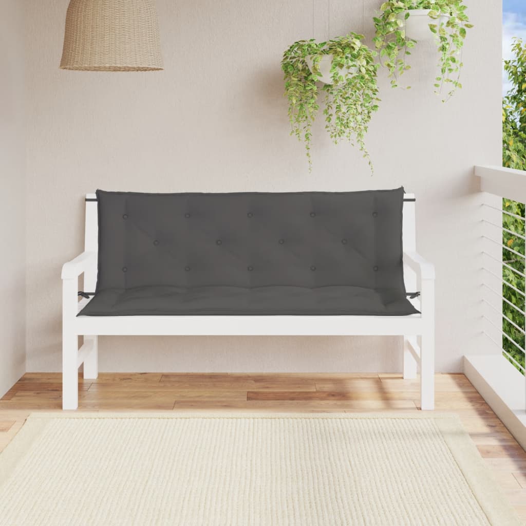 Anthracite grey garden bench seat and back cushion set made of water resistant Oxford fabric