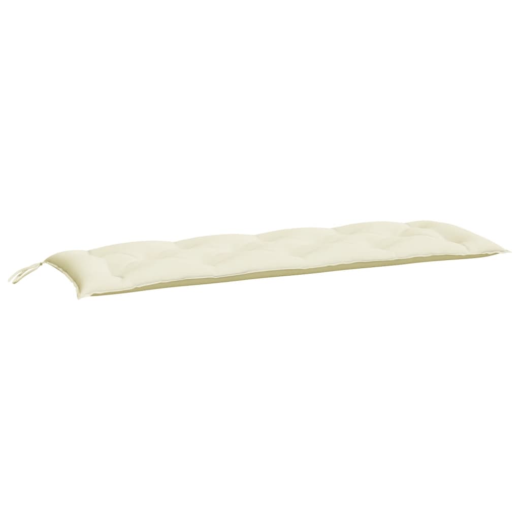 Cream white garden bench cushions in water resistant Oxford fabric, two piece set with tie ropes — view 3