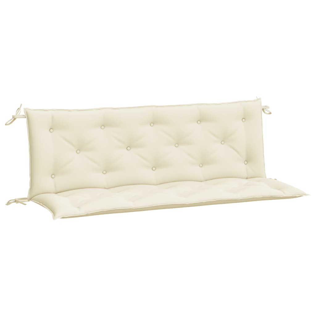 Cream white garden bench cushions in water resistant Oxford fabric, two piece set with tie ropes — view 5