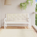 Cream white garden bench cushions in water resistant Oxford fabric, two piece set with tie ropes