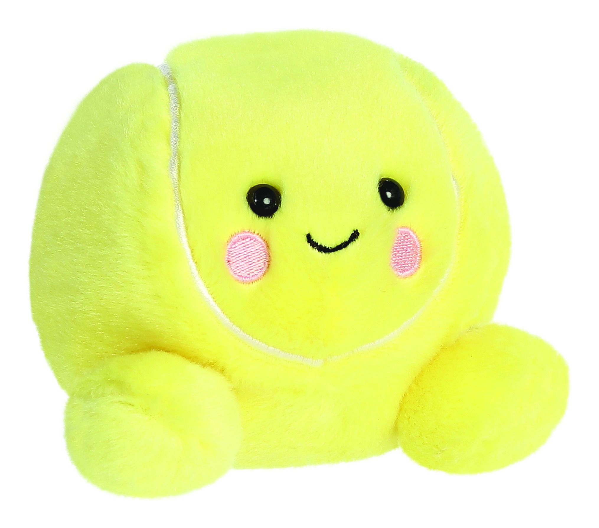 Palm Pals Ace Tennis Ball plush toy, round and soft green with white lines. — view 3