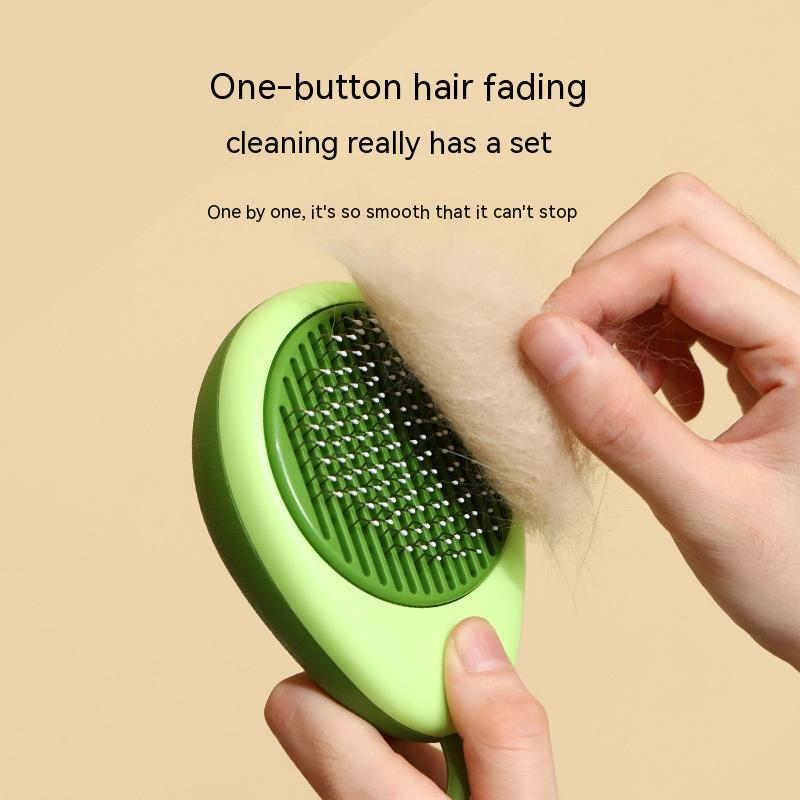 Avocado shaped green pet grooming brush with stainless steel bristles for cats and dogs — view 3