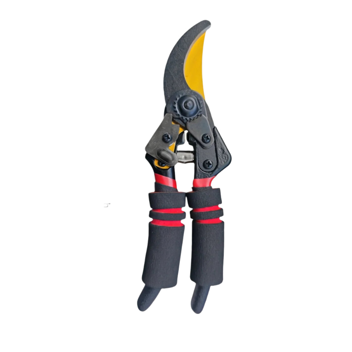 Heavy-duty carbon steel pruning garden shears with ergonomic handles for trimming plants and shrubs