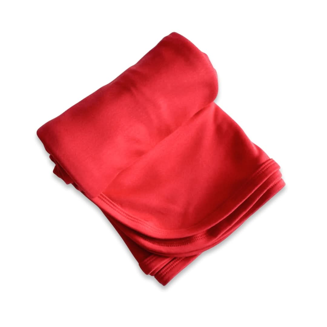 Berry pink baby bamboo swaddle blanket folded neatly, featuring soft and stretchy breathable fabric.